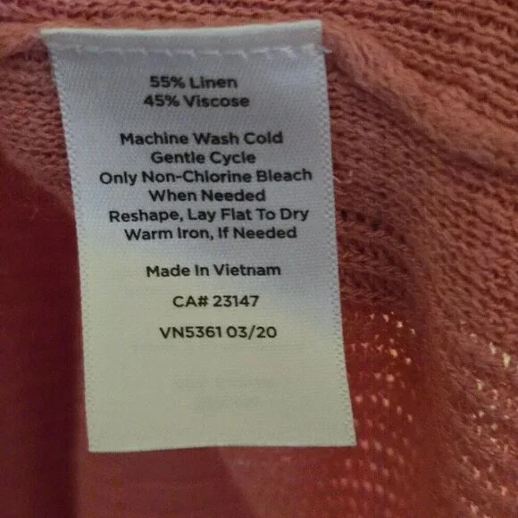 Talbots Coral Asymmetric Linen Blend Lightweight Poncho Cape Size M/L - Picture 4 of 4